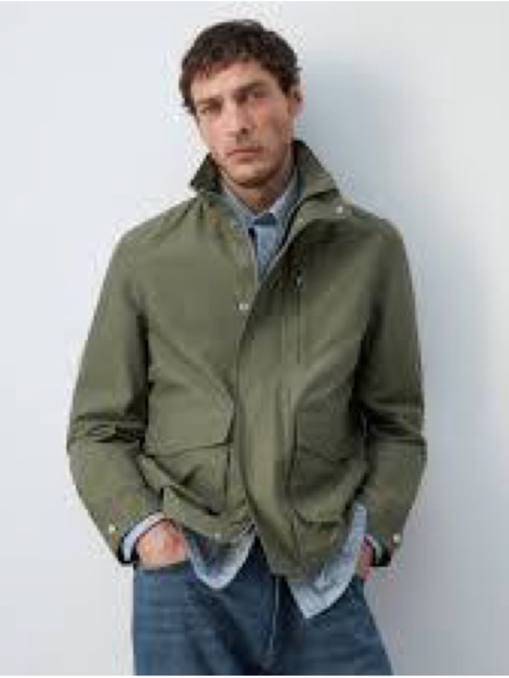 Mango Man Army Green Water Resistant Jacket Small